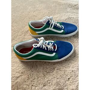 VANS Size 12 Old Skool Yatch Club Suede Blue Green Yellow Color-block Sneakers